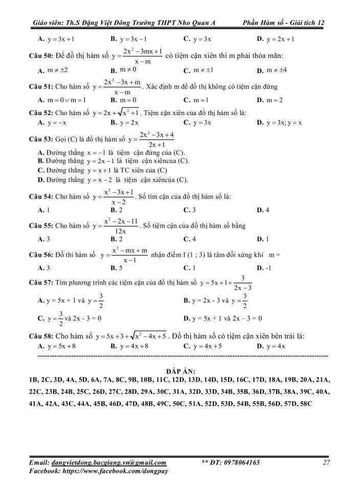 image for page Bài tập trắc nghiệm chuyên đề hàm số