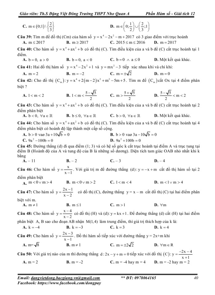 image for page Bài tập trắc nghiệm chuyên đề hàm số