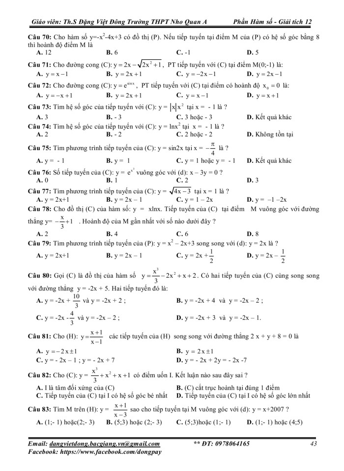 image for page Bài tập trắc nghiệm chuyên đề hàm số