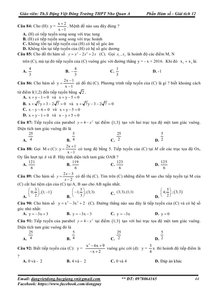image for page Bài tập trắc nghiệm chuyên đề hàm số