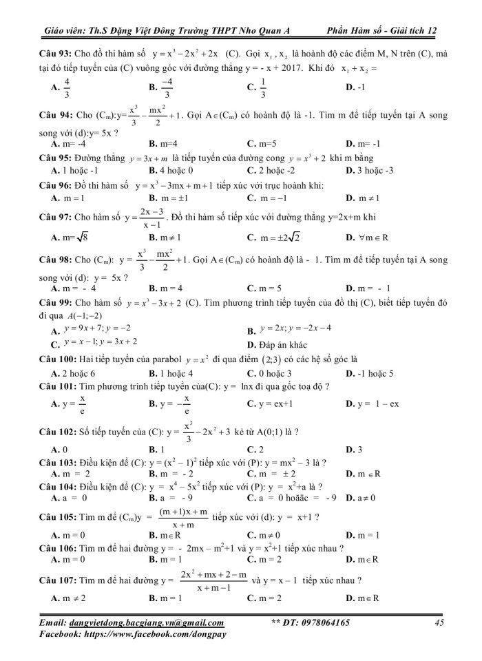 image for page Bài tập trắc nghiệm chuyên đề hàm số