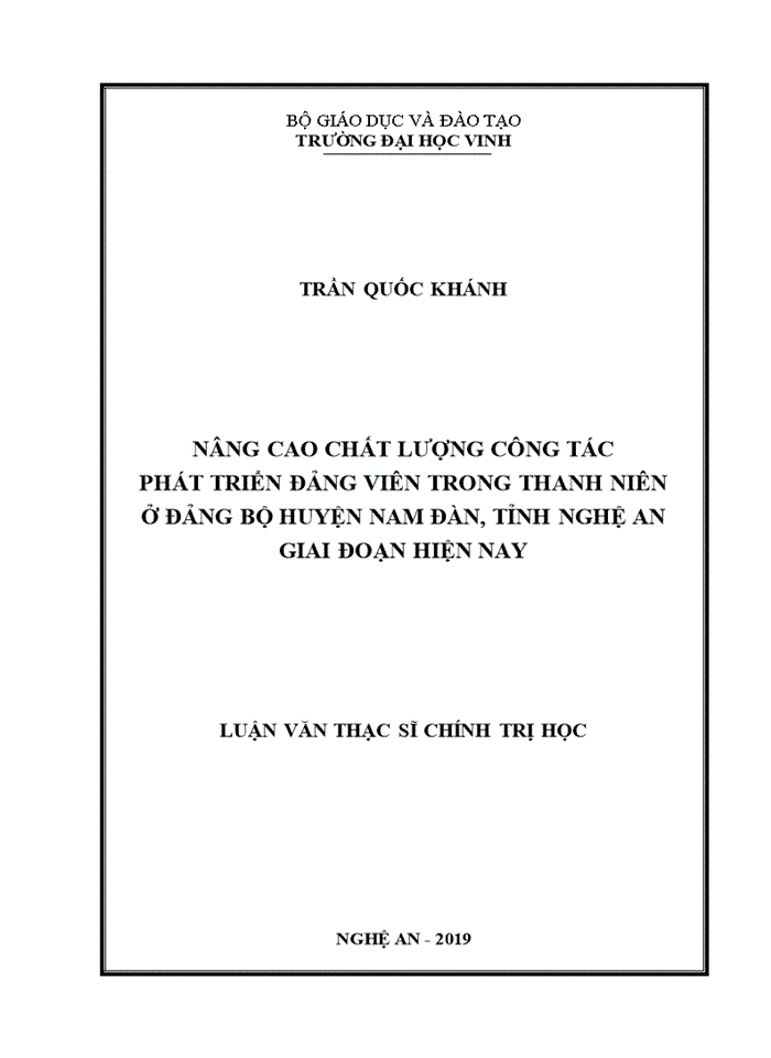 image for page Nâng cao chất lượng công tác phát triển đảng viên trong thanh niên ở đảng bộ huyện nam đàn, tỉnh nghệ an giai đoạn hiện nay