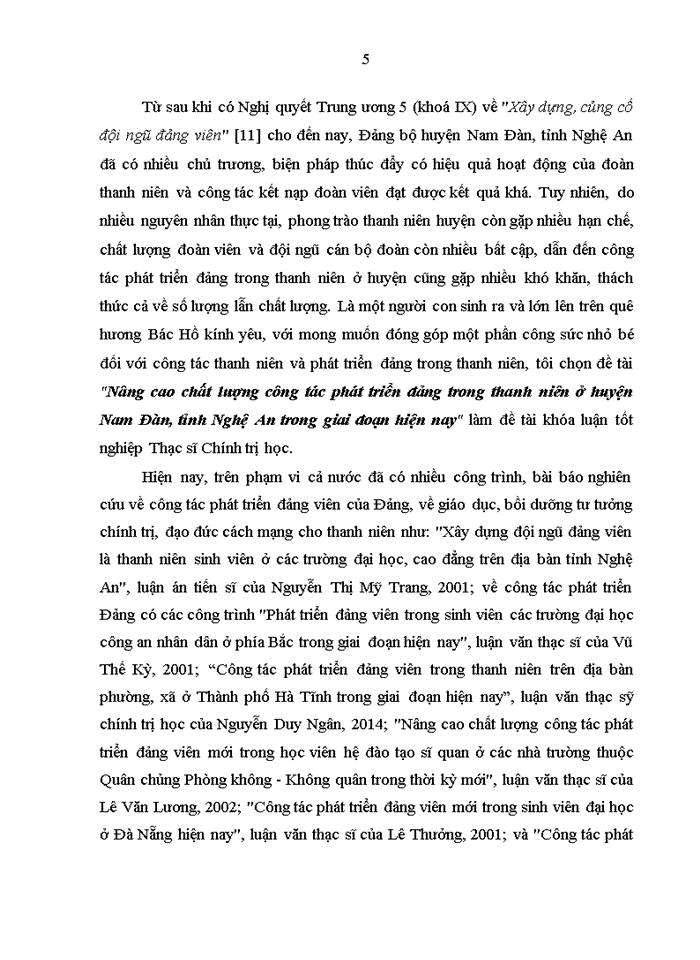 image for page Nâng cao chất lượng công tác phát triển đảng viên trong thanh niên ở đảng bộ huyện nam đàn, tỉnh nghệ an giai đoạn hiện nay