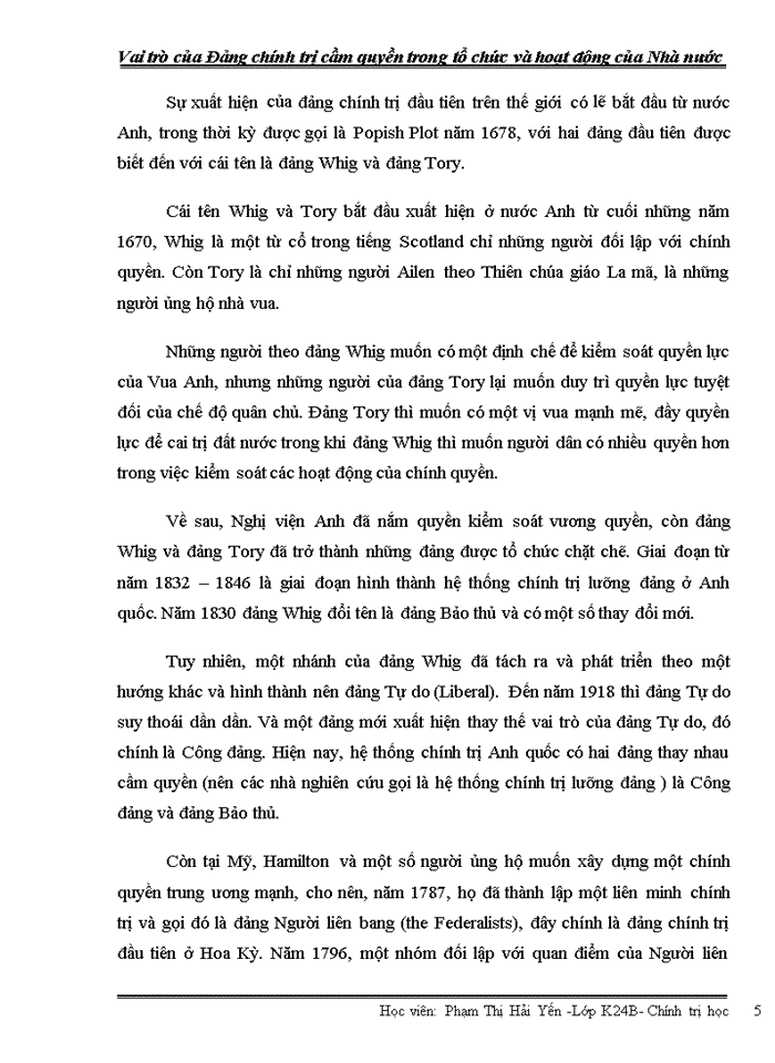 image for page Vai trò của Đảng chính trị cầm quyền trong tổ chức và hoạt động của Nhà nước