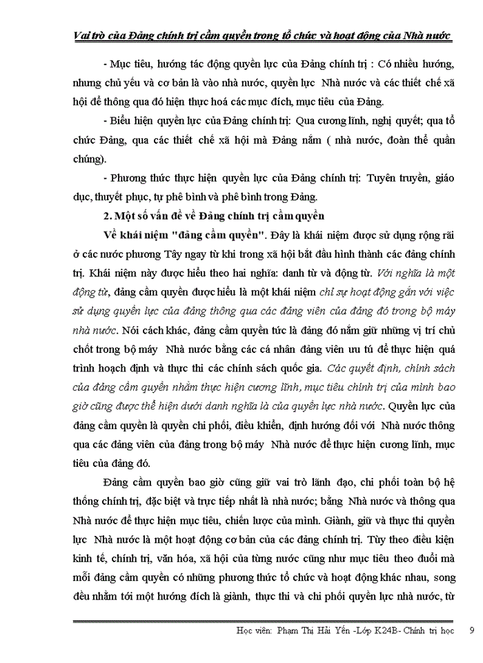 image for page Vai trò của Đảng chính trị cầm quyền trong tổ chức và hoạt động của Nhà nước