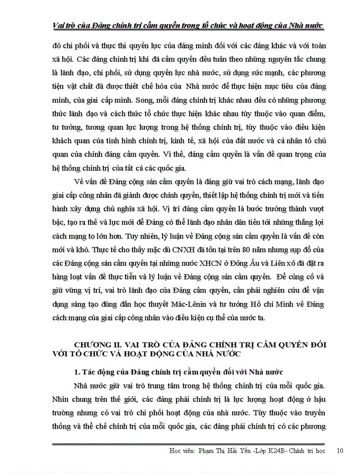 image for page Vai trò của Đảng chính trị cầm quyền trong tổ chức và hoạt động của Nhà nước