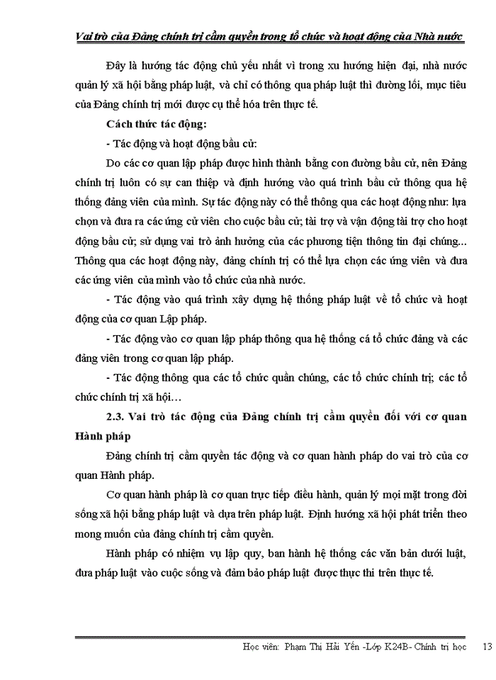 image for page Vai trò của Đảng chính trị cầm quyền trong tổ chức và hoạt động của Nhà nước