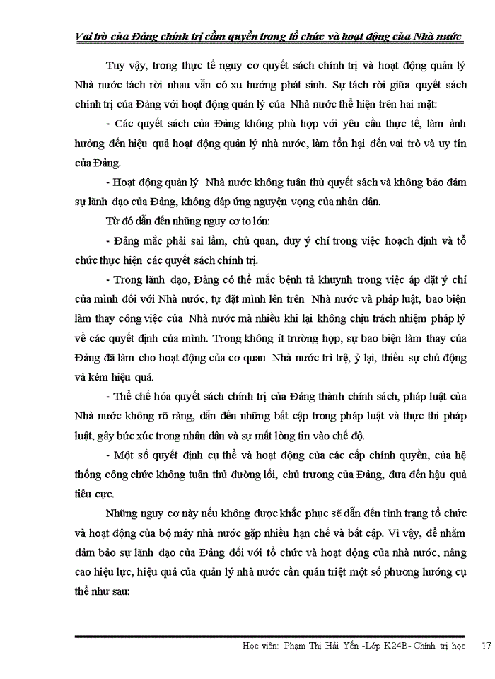 image for page Vai trò của Đảng chính trị cầm quyền trong tổ chức và hoạt động của Nhà nước