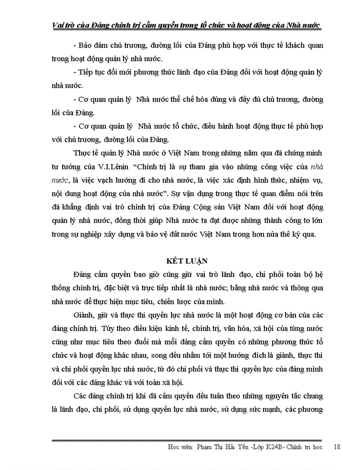 image for page Vai trò của Đảng chính trị cầm quyền trong tổ chức và hoạt động của Nhà nước