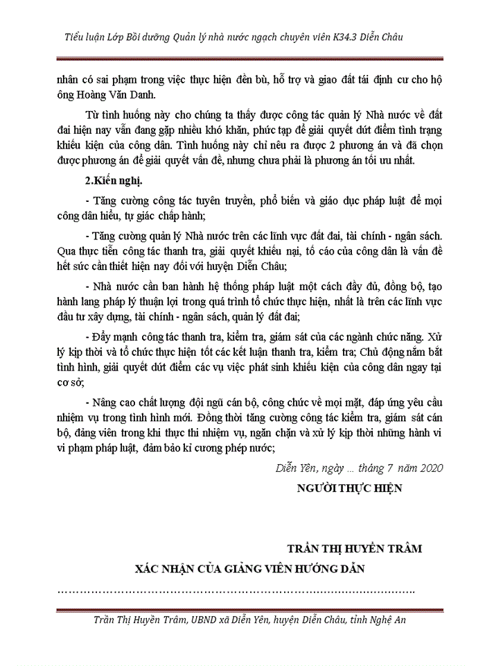 image for page Tiểu luận Lớp Bồi dưỡng Quản lý nhà nước ngạch chuyên viên K34.3 Diễn Châu