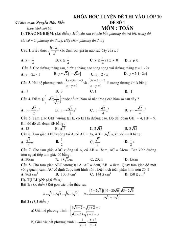 image for page 70 đề ôn thi vào 10-môn toán