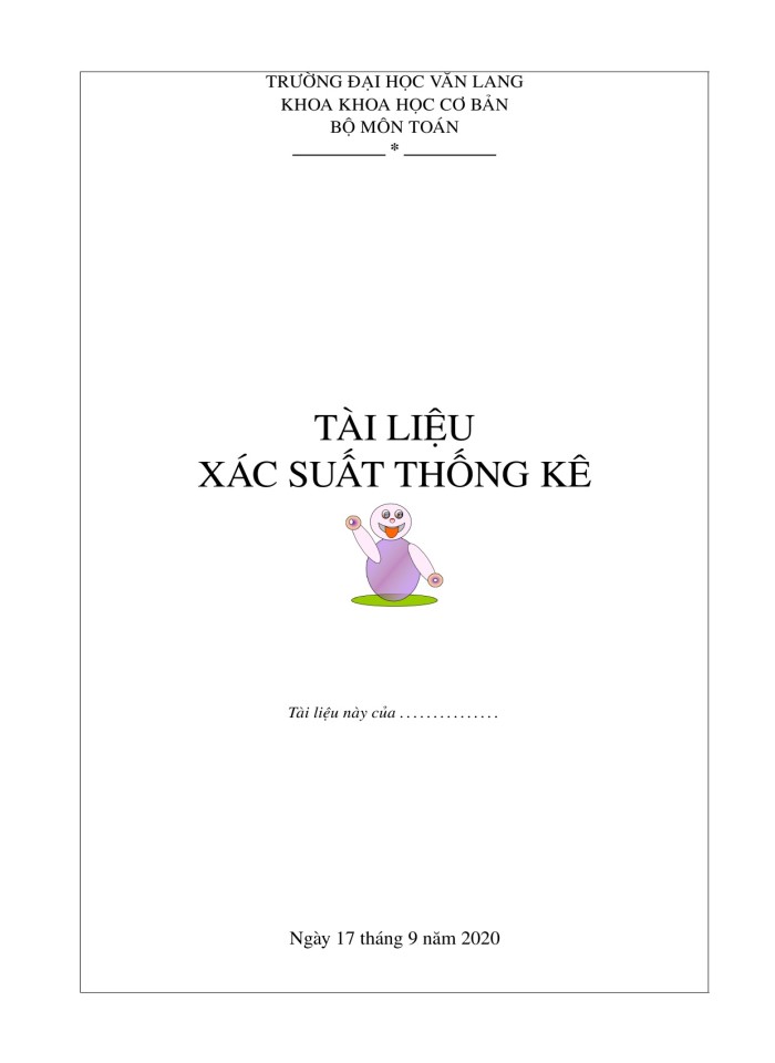 Tài liệu xác suất thống kê