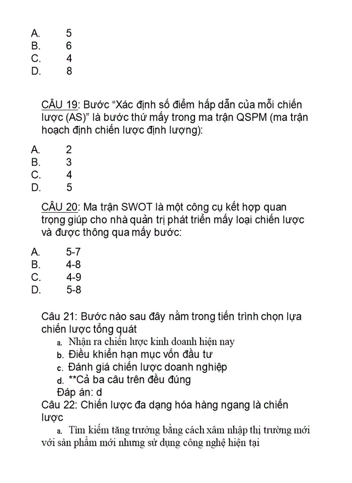 image for page Bộ đáp án môn quản trị chiến lược