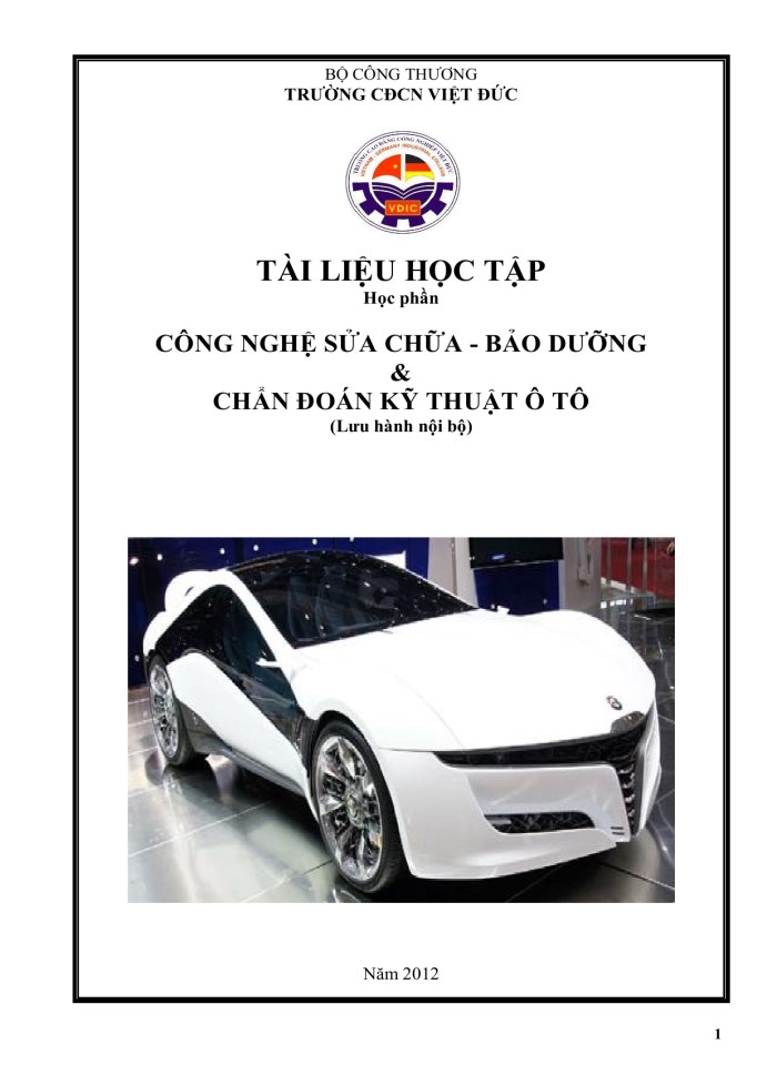image for page Tài liệu học tập học phần công nghệ sửa chữa - bảo dưỡng & chẩn đoán kỹ thuật ô tô