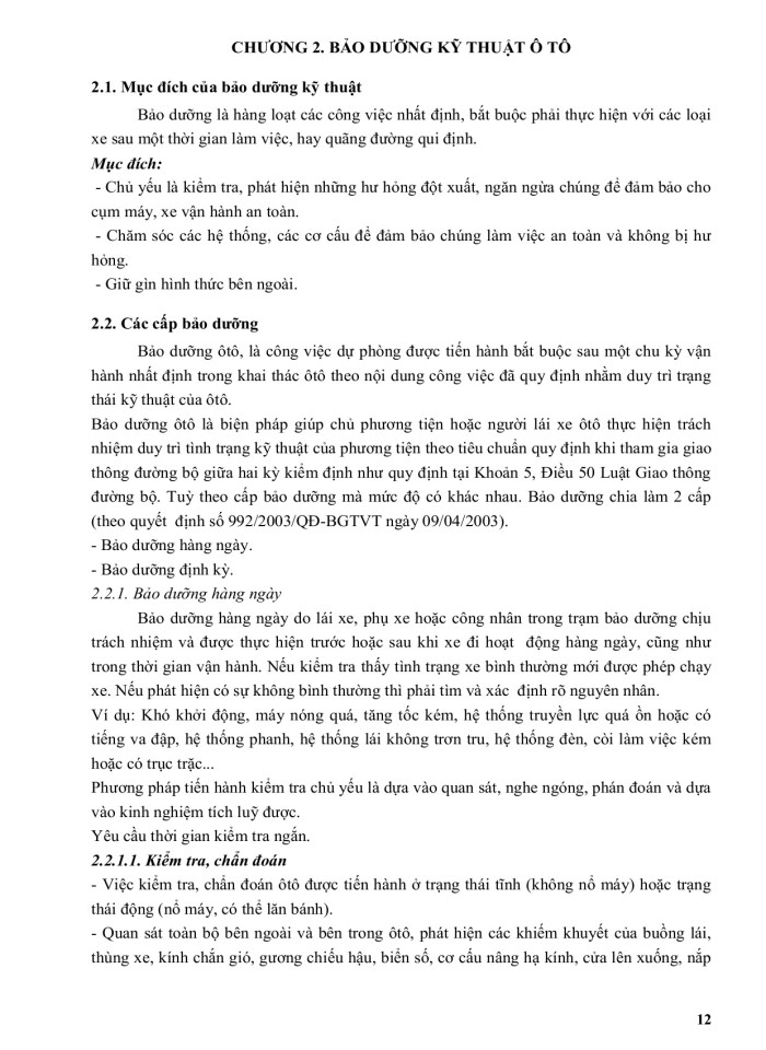 image for page Tài liệu học tập học phần công nghệ sửa chữa - bảo dưỡng & chẩn đoán kỹ thuật ô tô