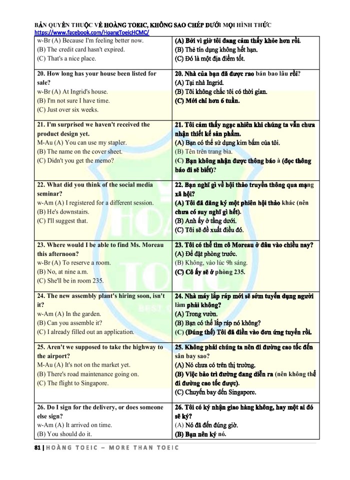 image for page Bản dịch Listening ets toeic 2020