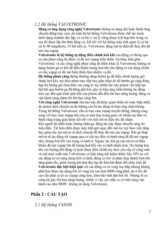 image for page Hệ thống phân phối khí trên hãng BMW