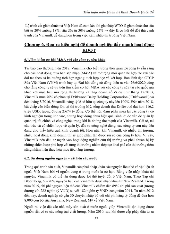 image for page Hoạt động Kinh doanh quốc tế của Công ty Cổ phần Sữa Việt Nam,