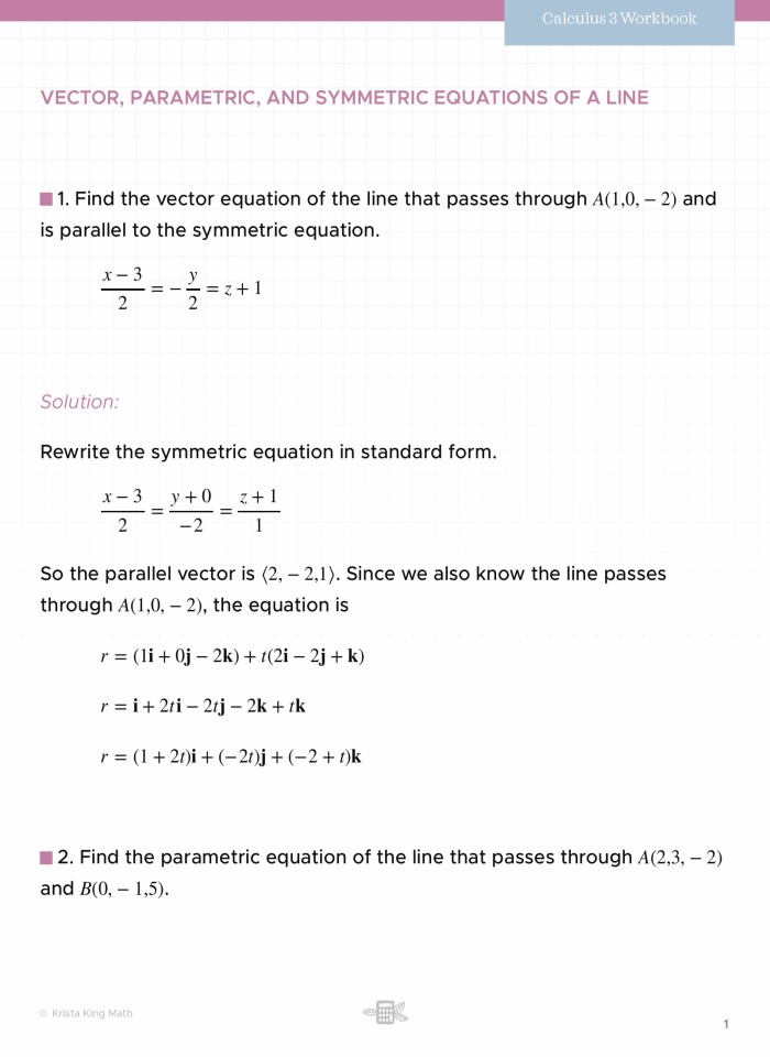 image for page Vector, parametric, and symmetric equations of a line