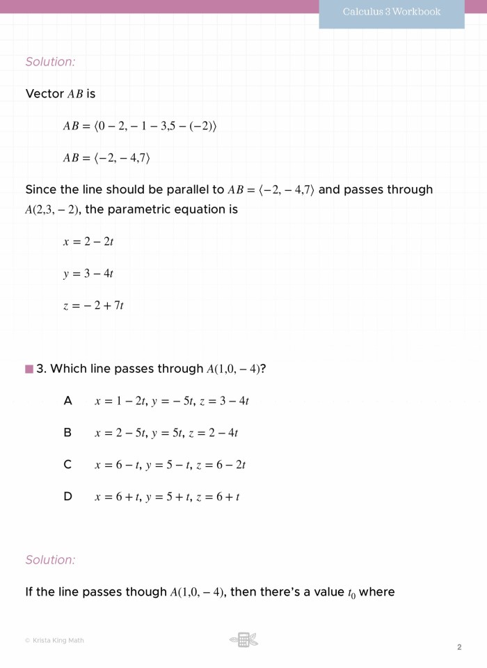 image for page Vector, parametric, and symmetric equations of a line