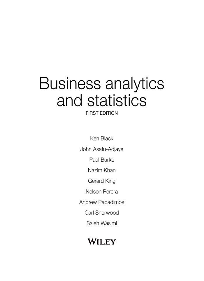 image for page Business analytics and statistics first edition