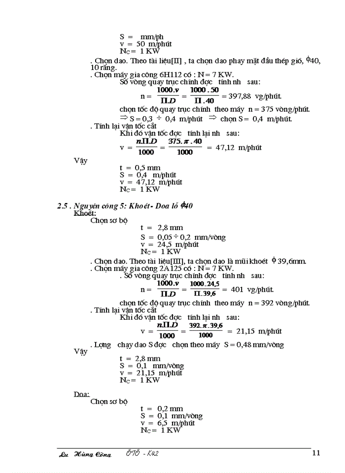 image for page Tính lượng dư cho nguyên công 3: Khoan – Khoét – Doa và tra lượng dư