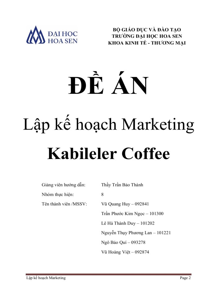 image for page Lập kế hoạch Marketing Kabileler Coffee