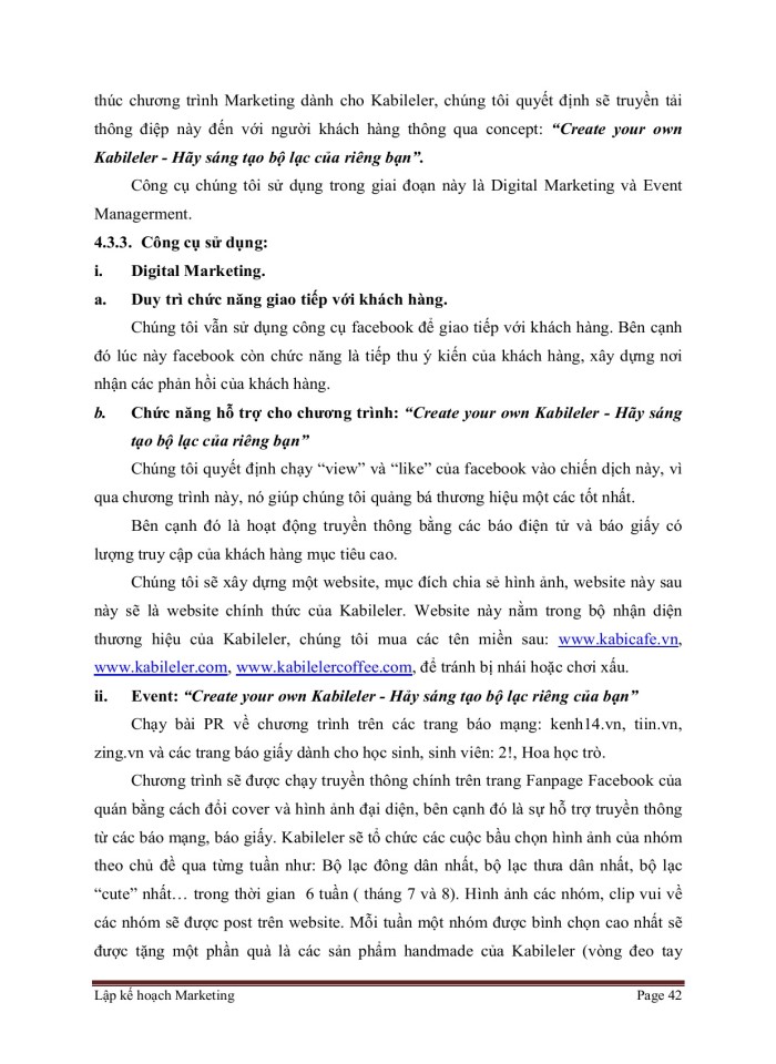 image for page Lập kế hoạch Marketing Kabileler Coffee