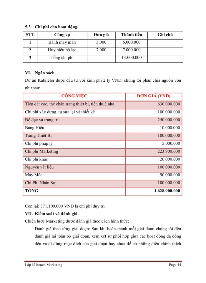 image for page Lập kế hoạch Marketing Kabileler Coffee