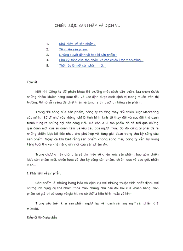 image for page Chiến lược sản phẩm và dịch vụ