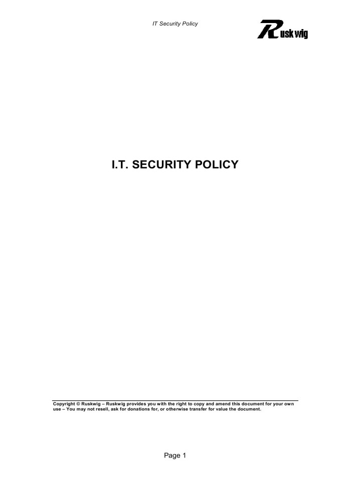 I.T. SECURITY POLICY