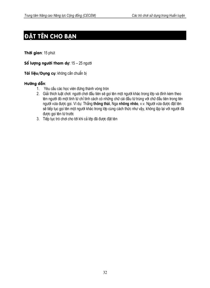 image for page Các trò chơi sử dụng trong huấn luyện