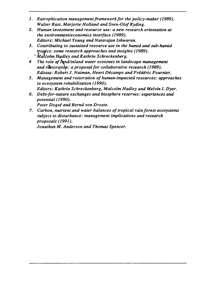 image for page Economic and ecological sustainability of tropical rain forest management