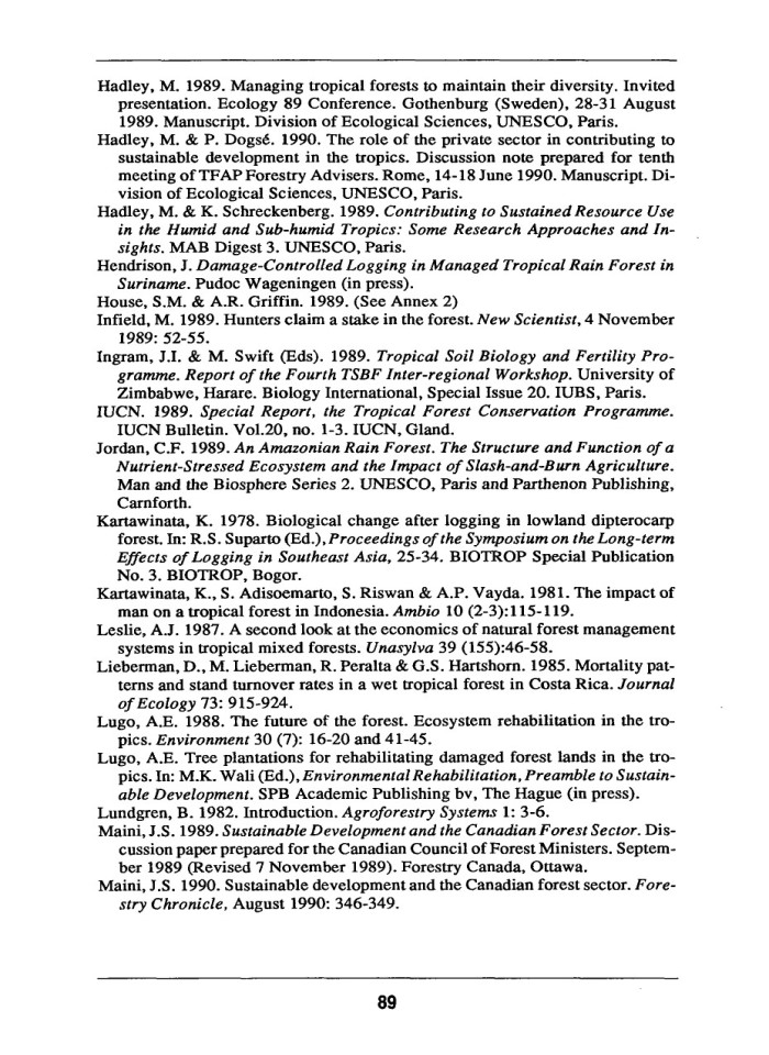image for page Economic and ecological sustainability of tropical rain forest management