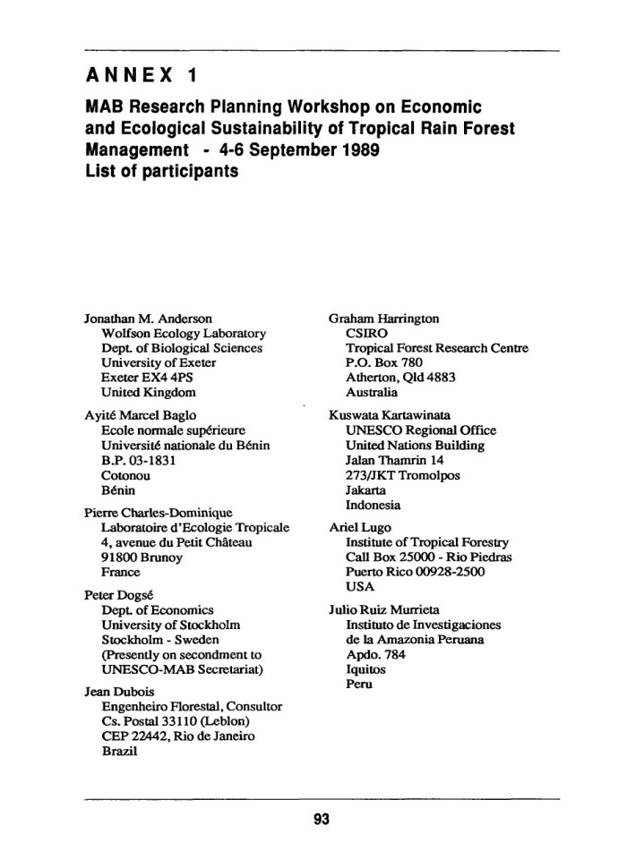 image for page Economic and ecological sustainability of tropical rain forest management