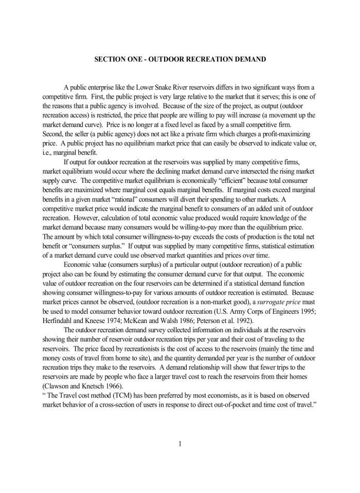 image for page Outdoor Recreation Demand and Expenditures: Lower Snake River Reservoirs