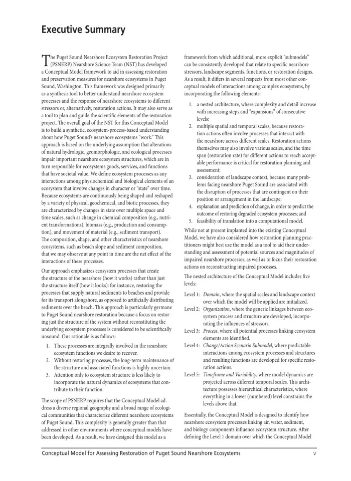 image for page Conceptual Model for Assessing Restoration of Puget Sound Nearshore Ecosystems