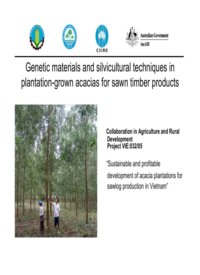 Sustainable and profitable development of acacia plantations for sawlog production in Vietnam