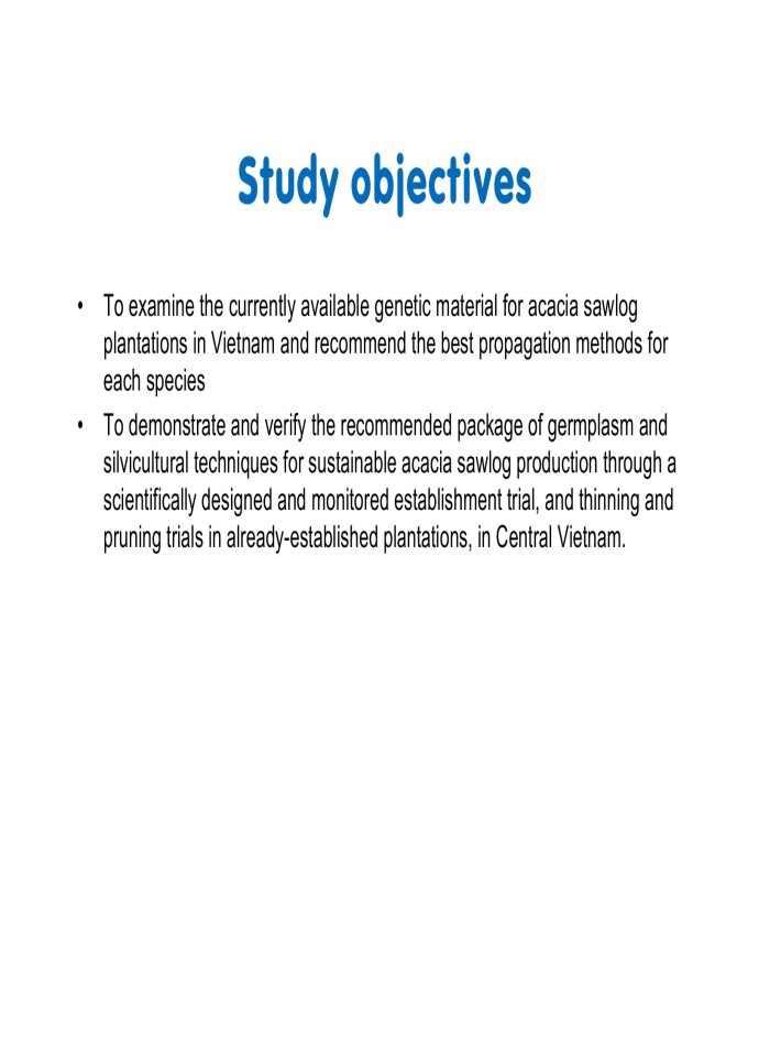 Sustainable and profitable development of acacia plantations for sawlog production in Vietnam