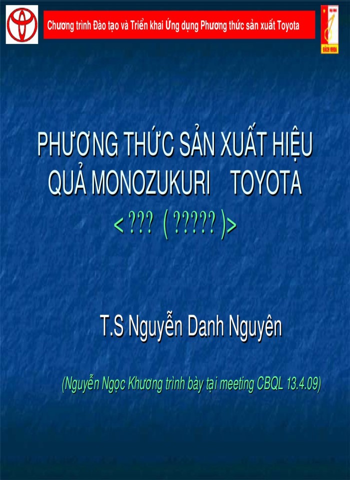 Phương thức sản xuất hiệu quả monozukuri - toyota