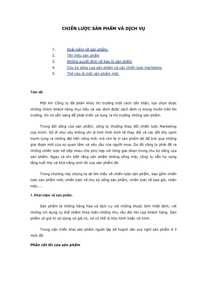 image for page Chiến lược sản phẩm và dịch vụ