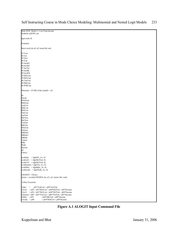 image for page A Self Instructing Course in Mode Choice Modeling: Multinomial and Nested Logit Models