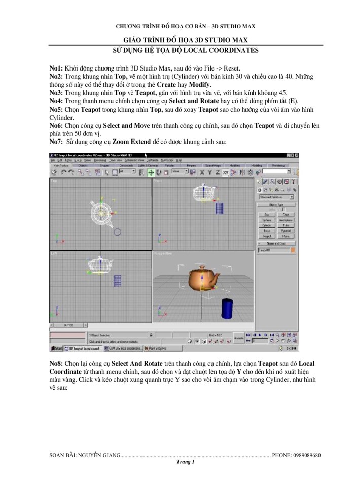 image for page Giáo trình đồ họa 3D studio max sử dụng hệ tọa độ local coordinates