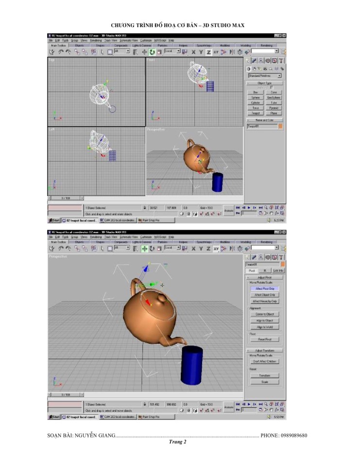 image for page Giáo trình đồ họa 3D studio max sử dụng hệ tọa độ local coordinates