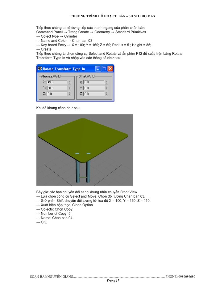 image for page Giáo trình đồ họa 3D studio max sử dụng hệ tọa độ local coordinates