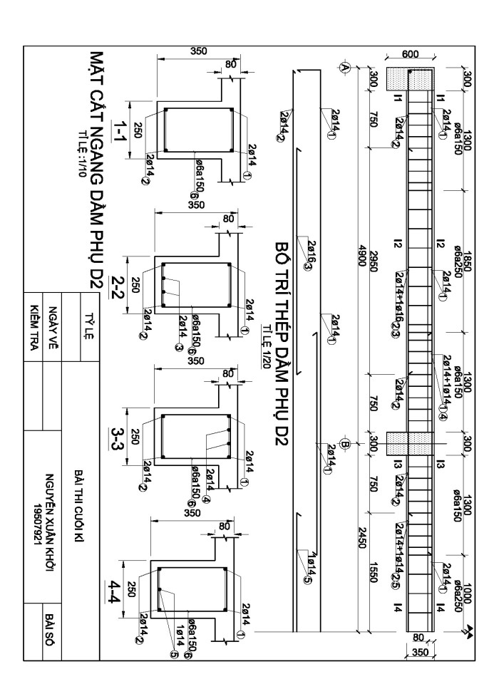 Bố trí thép dầm phụ 02