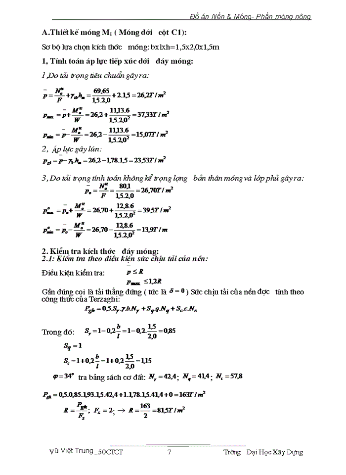 image for page Đồ án Nền & Móng- Phần móng nông
