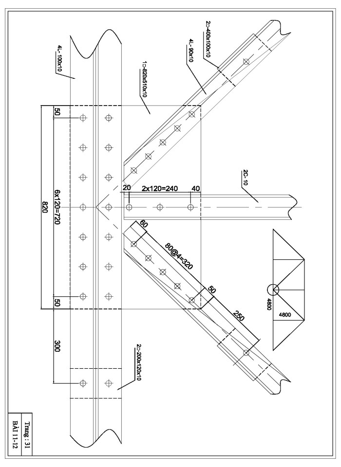 Bản vẽ kết cấu thép - nút dàn thép