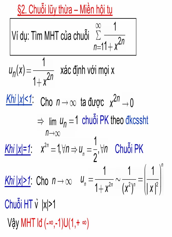 Chuỗi lũy thừa – Miền hội tụ