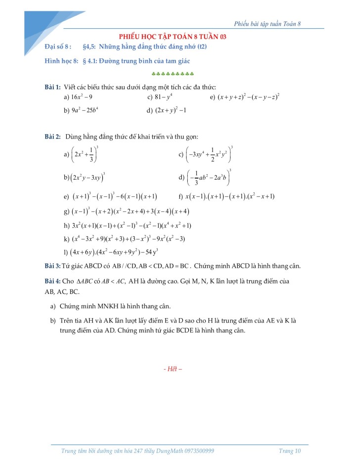 image for page Nhân đơn thức với đa thức – Nhân đa thức với đa thức Tứ giác – Hình thang